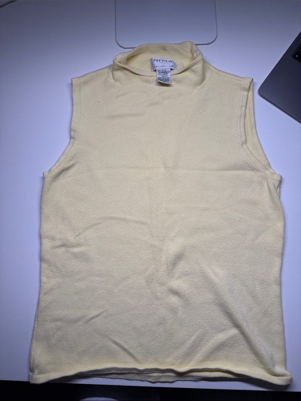 Preview Collection Sleeveless Mock Neck Tank Top in Butter/Pale Yellow